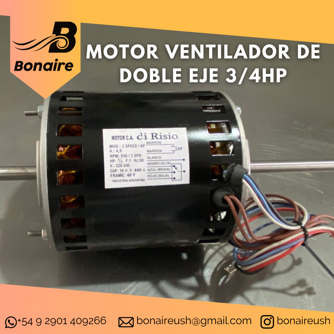 Motor Ventilador De Doble Eje 3/4hp - Imagen 3